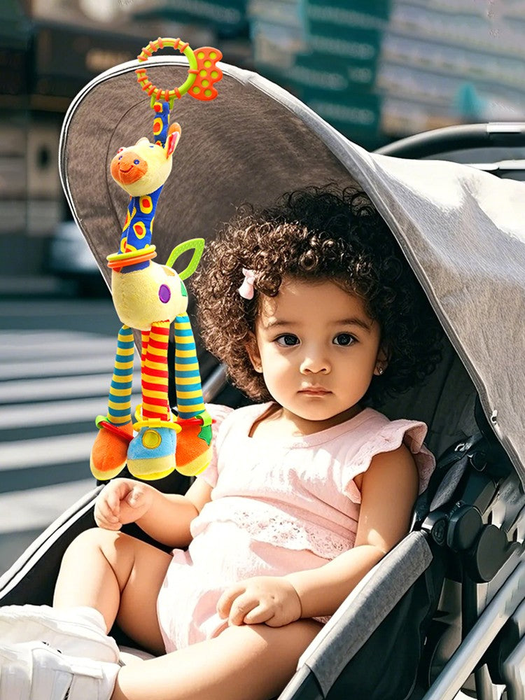1pcs Soft Giraffe Animal Handbells Rattles Plush Infant Toddler Car Bed Hanging Toy Baby Early Education Development Handle Toys