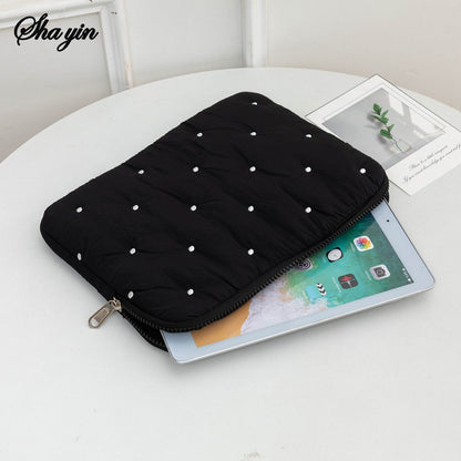 Laptop Sleeve Tablet Case 11 13 15 Inch, Embroidered Dot Pattern Padded Inner Bag for iPad MacBook, Notebook Protective Cover