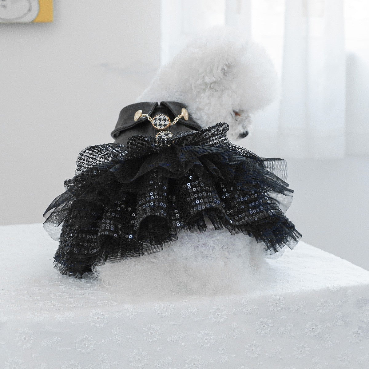 Roupa de Luxo para Cães Roupa de Princesa em Couro Preto Impermeável Outono Inverno para Cães Pequenos e Grandes Menina Menino Casaco XS XL Trajes Elegantes