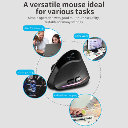 Lefon 2.4G Ergonomic Mouse Wireless Vertical Mouse Rechargeable Gaming Mice for PC Laptop MacOS Office F35C/F35B/F35 MODEL