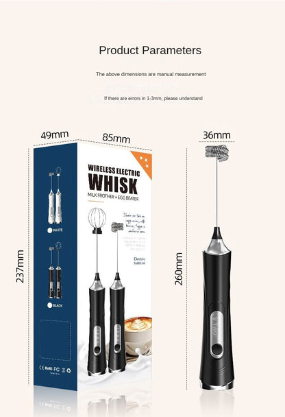 Batedor de ovos elétrico, máquina de café, espumador de bebidas portátil recarregável, batedeira de geleia e creme portátil de 3 velocidades, liquidificador de cozinha