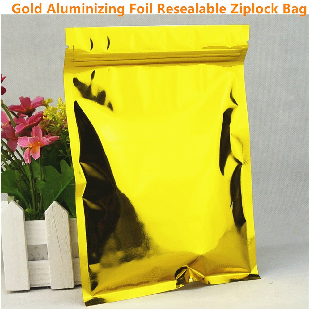 100pcs Silver Aluminum Foil Zip-lock Bags, Food Grade Aluminized Mylar Zipper Self Sealing Pouches for Cloth / Snacks Packaging