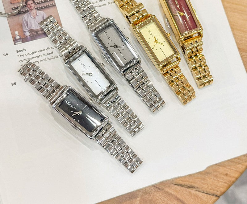 GEDI Square Watch Stainless Steel Gold Vintage Watches for Woman Luxury Elegant Waterproof Quartz Wristwatch Gifts Girlfriend