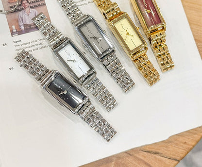 GEDI Square Watch Stainless Steel Gold Vintage Watches for Woman Luxury Elegant Waterproof Quartz Wristwatch Gifts Girlfriend