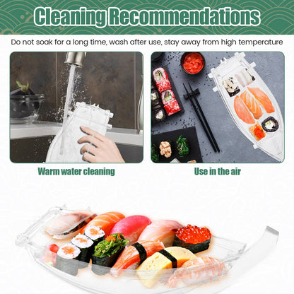 Sushi Serving Tray Reusable Plastic Sushi Boat Serving Plate Japanese Style Sushi Tray Decorative for Home Kitchen Restaurant