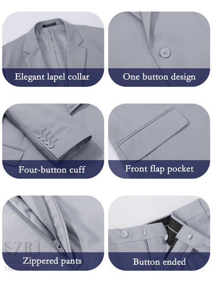 4pcs Classic Business Suit: Blazer, Vest, Pants, Pocket Square - Quality, Comfort, Stylish Lapel | Weddings/Parties/Business