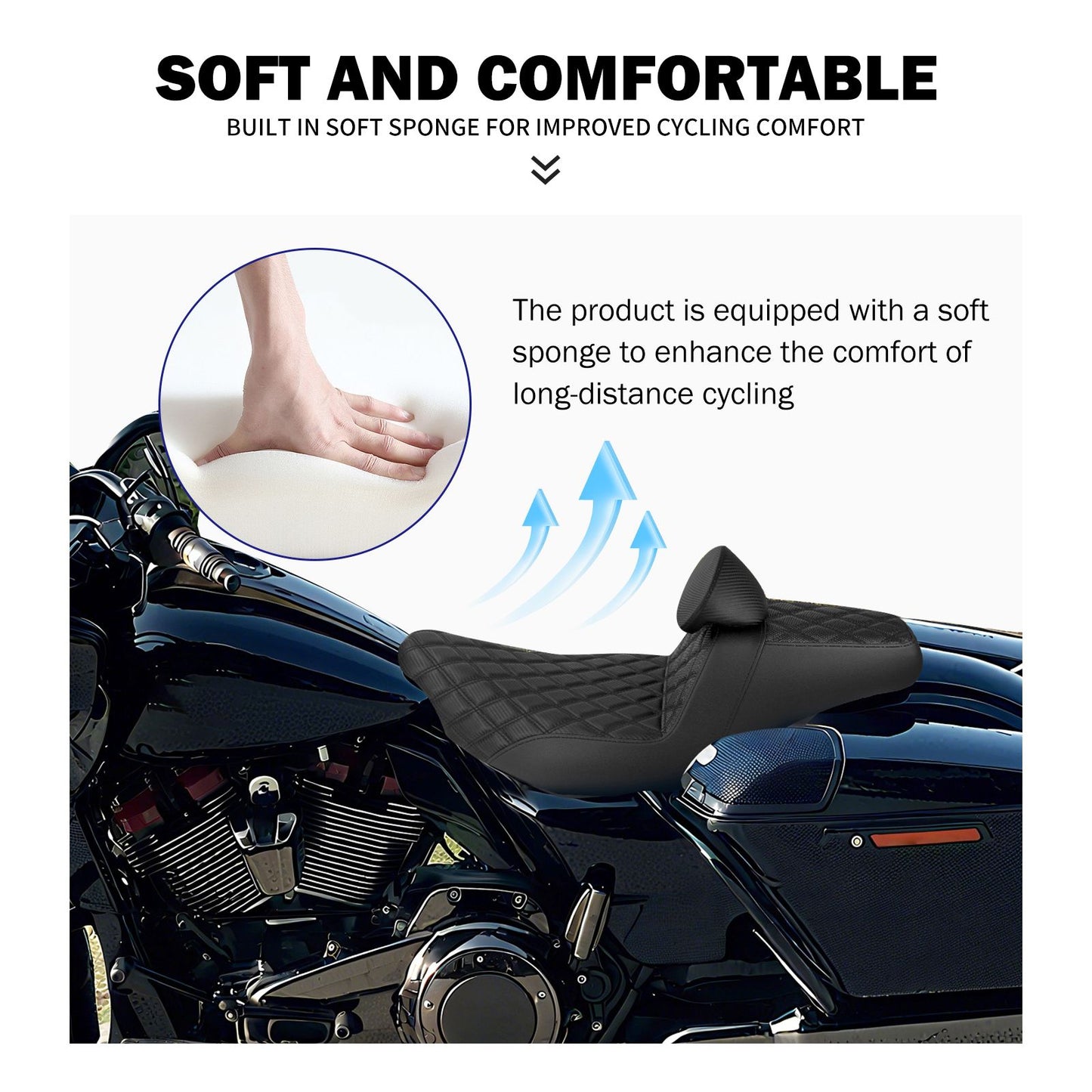Assento Duplo de Motocicleta com Encosto para Piloto e Passageiro Para Harley Touring FLHR 2024-UP Road Street Glide CVO 2023