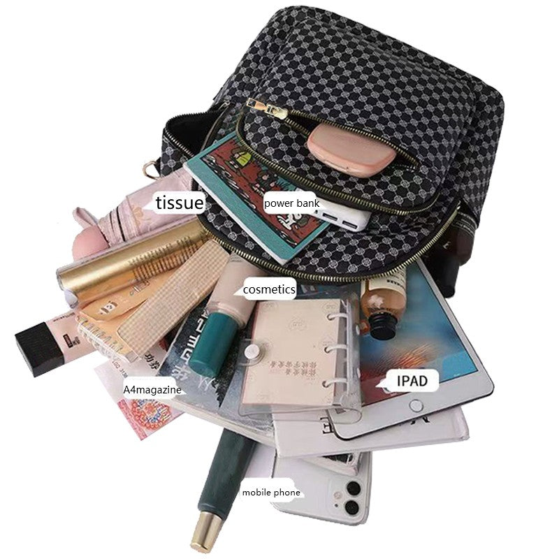 Neutral color backpack for men and women with multi-layered pockets and colorful design for schoolbags
