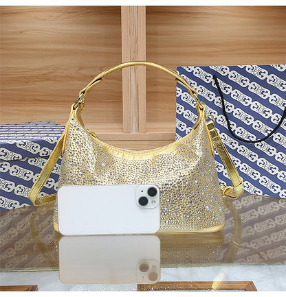 Women Evening Bag 2025 New Shiny Rhinestone Women's Shoulder Bag Fashion Luxury Dinner Party Handbag Female Crossbody Bags