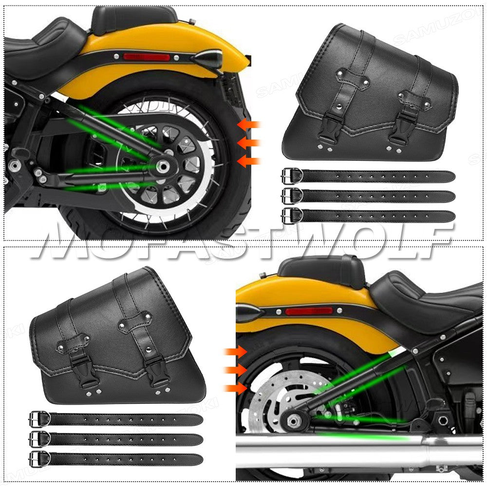 Universal Accessories Triangle Synthetic Leather Motorcycle Side Saddle Bag for Cafe Racer ATV For Harley Sportster XL 883/1200