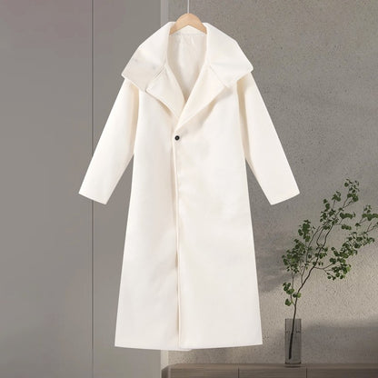 Elegant Women's Overcoat Stand Collar Single Breasted Full Sleeve Solid Female Long Coats 2025 Autumn Fashion Chic Lady Outwear