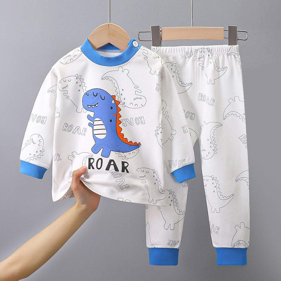 Cotton Children Pajamas Sets Unisex Soft Comfort Warm Cute Cartoon Printed Suitable Boys Girls Perfect for Autumn Winter Warmth