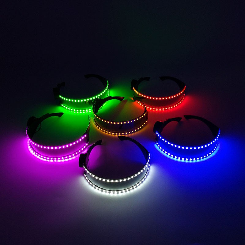 Cyberpunk Futuristic Luminous Glasses Rave Cyber light up Goggles LED glowing visor glasses for EDM music show props