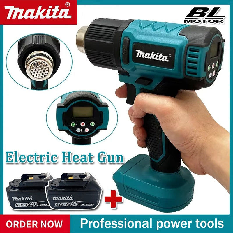 Pistola de Ar Quente Elétrica Makita com Display Digital, Sem Fio, 2 Bicos, Industrial, para Embalagem a Vácuo, para Bateria 20V