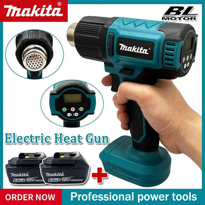 Pistola de Ar Quente Elétrica Makita com Display Digital, Sem Fio, 2 Bicos, Industrial, para Embalagem a Vácuo, para Bateria 20V