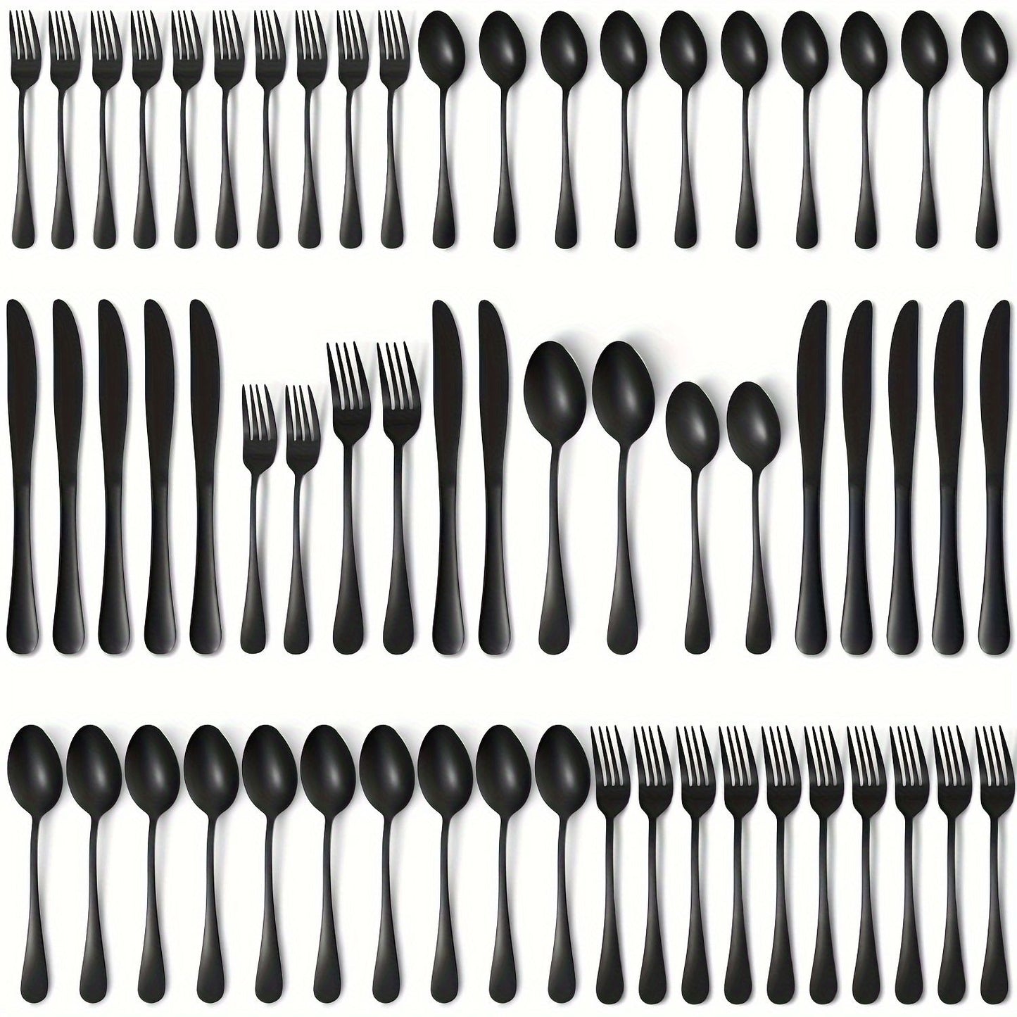60 peças, conjunto de talheres de aço inoxidável preto, talheres espelhados polidos, conjunto de talheres para aniversários, Dia da Independência, laváveis na lava-louças