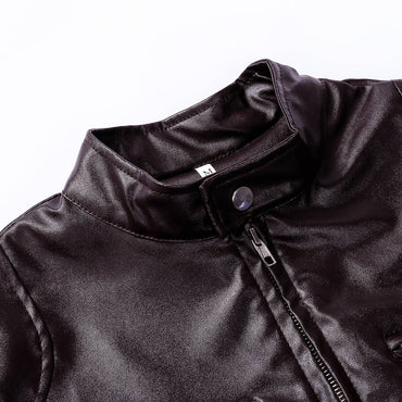 Men' s Retro Leather Jacket Stand Collar Biker Jacket Slim fit Multi-Pocket Coat Autumn Winter Outwear