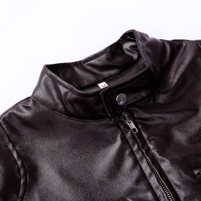 Men' s Retro Leather Jacket Stand Collar Biker Jacket Slim fit Multi-Pocket Coat Autumn Winter Outwear