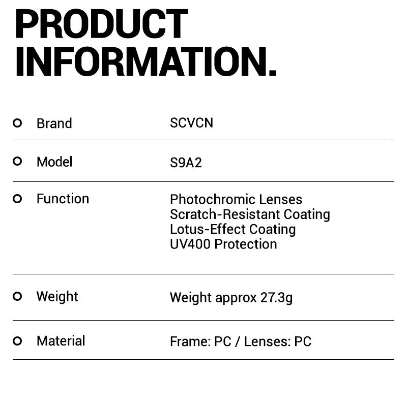 SCVCN Outdoor Photochromic Sunglasses Sports Bike Cycling Glasses Man MTB Climbing Glasses Eyewear Women Driving Bicycle Goggles