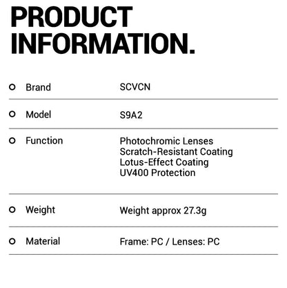 SCVCN Outdoor Photochromic Sunglasses Sports Bike Cycling Glasses Man MTB Climbing Glasses Eyewear Women Driving Bicycle Goggles