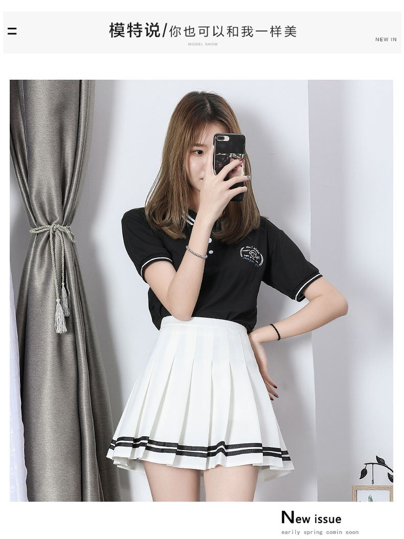 High Waist Women's Skirts Striped Pleated Elastic Waist Female Sweet Mini Dance Plaid Skirt Y2k Korean England Style