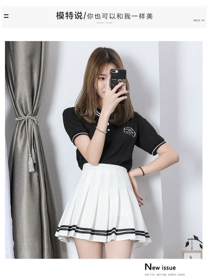High Waist Women's Skirts Striped Pleated Elastic Waist Female Sweet Mini Dance Plaid Skirt Y2k Korean England Style
