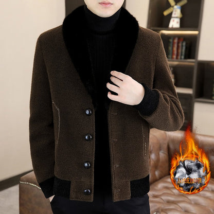 2024 Winter Woolen Jacket for Men Thick and Plush Warm Lapel Trench Coat Casual Business Wool Blends Social Streetwear Overcoat