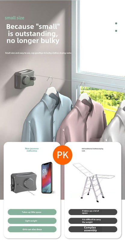 Invisible clothesline, indoor non perforated balcony, invisible retractable clothesline, bathroom clothesline, steel wire rope