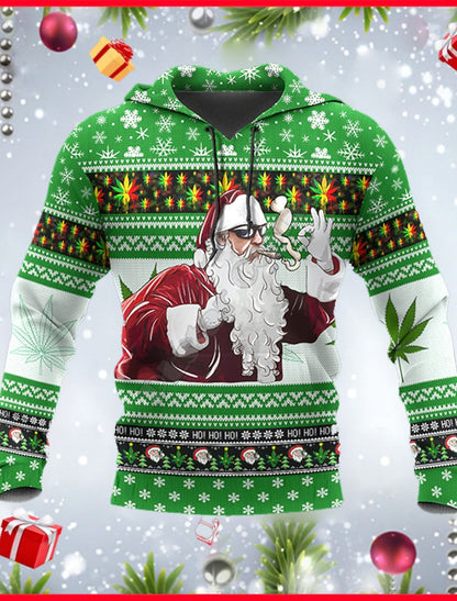 New Men's Hooded Hoodies 3D Print 2024 Christmas Theme Graphic Sweatshirt Drawstring Long Sleeved Streetwear Tops Men's Clothing