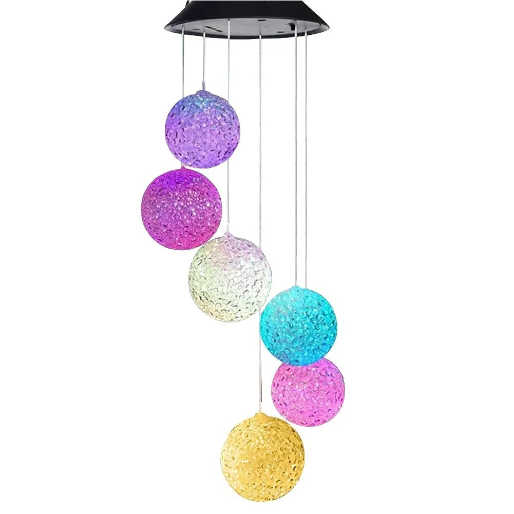 1PC LED Solar Powered Outdoor Solar Round Wind Chime Lamp Garden Lawn Landscape Light Garden Decoration Lights Birthday Gifts