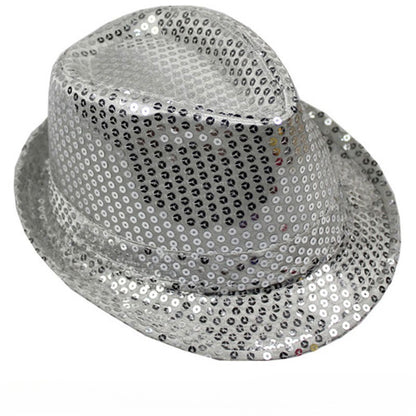 British Top Jazz Hat Bucket Hat Men Women Stage Performance Sequin Hat Shining Christmas Fedoras Party Parent Child Hat Hollween