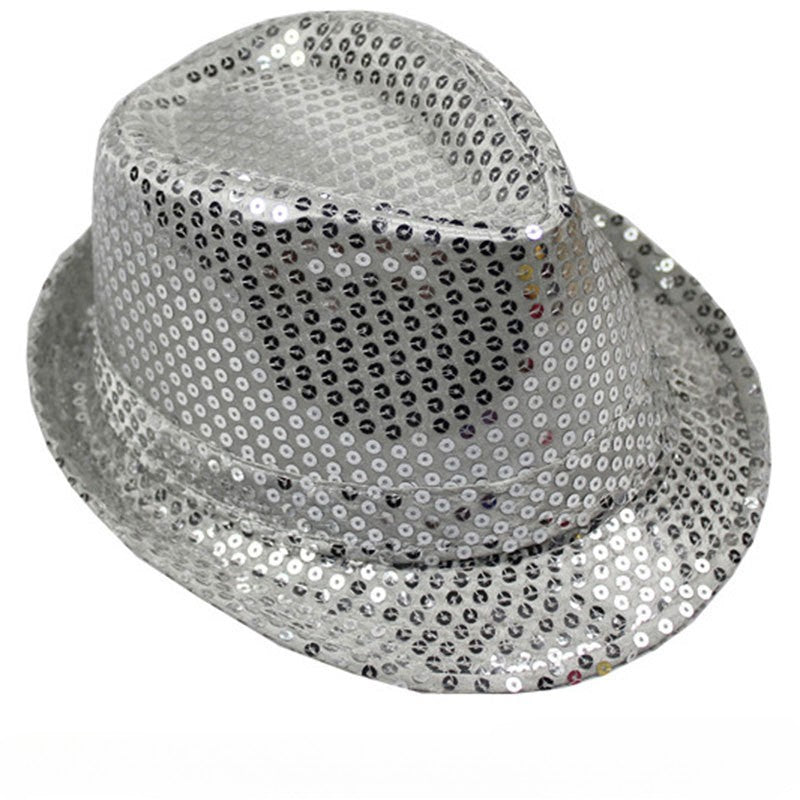 British Top Jazz Hat Bucket Hat Men Women Stage Performance Sequin Hat Shining Christmas Fedoras Party Parent Child Hat Hollween