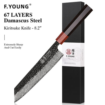 F.YOUNG Faca Japonesa de Chef Aço Damasco Profissional Facas de Cozinha Utilitário Sashimi Fatiar Carne Utensílios de Cozinha Forjados à Mão