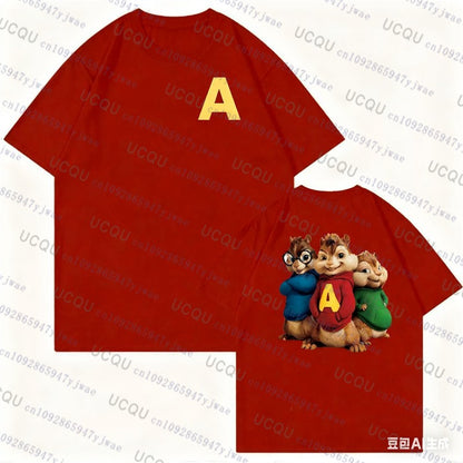 Alvin and The Chipmunks Cosplay Short Sleeve Tshirt Autumn Unisex S/P Movie Nerd Geek Anime Fashion Cotton Casual Pajama T-shirt