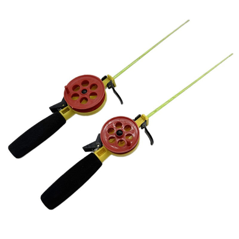 Ackibbik 1pc Vara de Pesca no Gelo com Carretilha/Molinete Haste Mini Vara de Pesca Truta Walleye Perca Acessórios de Pesca no Gelo de Inverno
