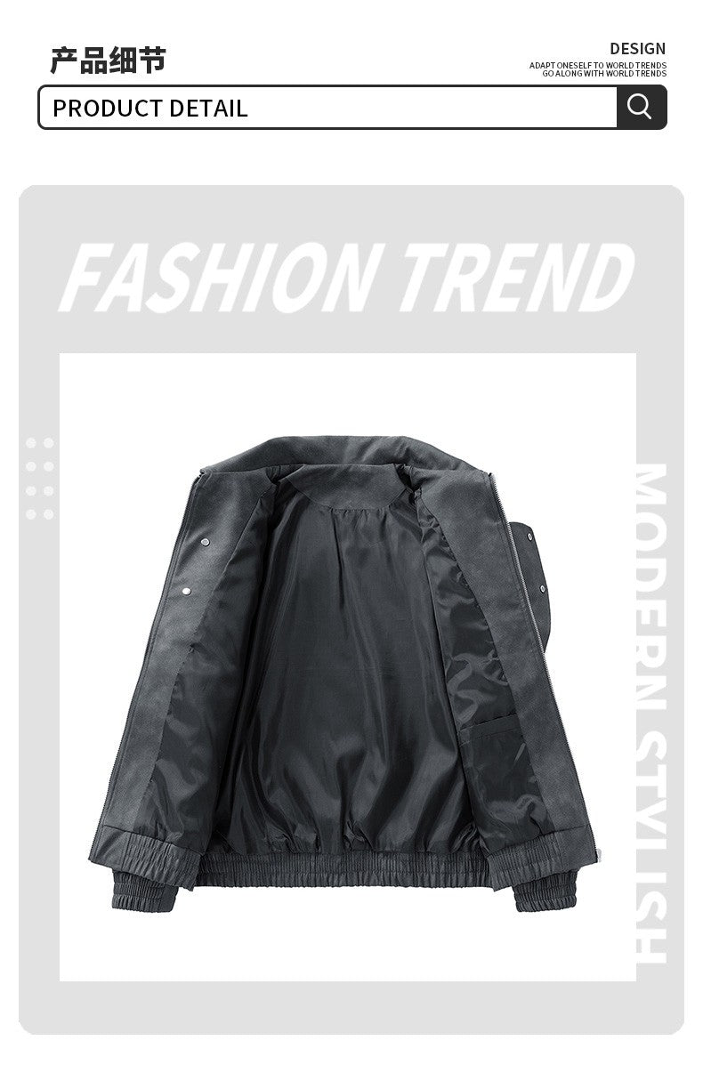 Fashion Trend Korean Slim Fit Casual Men's Leather Jacket Motorcycle Jacket New Spring and Autumn Men's Slim PU Leather Jacket