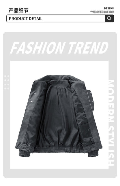 Fashion Trend Korean Slim Fit Casual Men's Leather Jacket Motorcycle Jacket New Spring and Autumn Men's Slim PU Leather Jacket