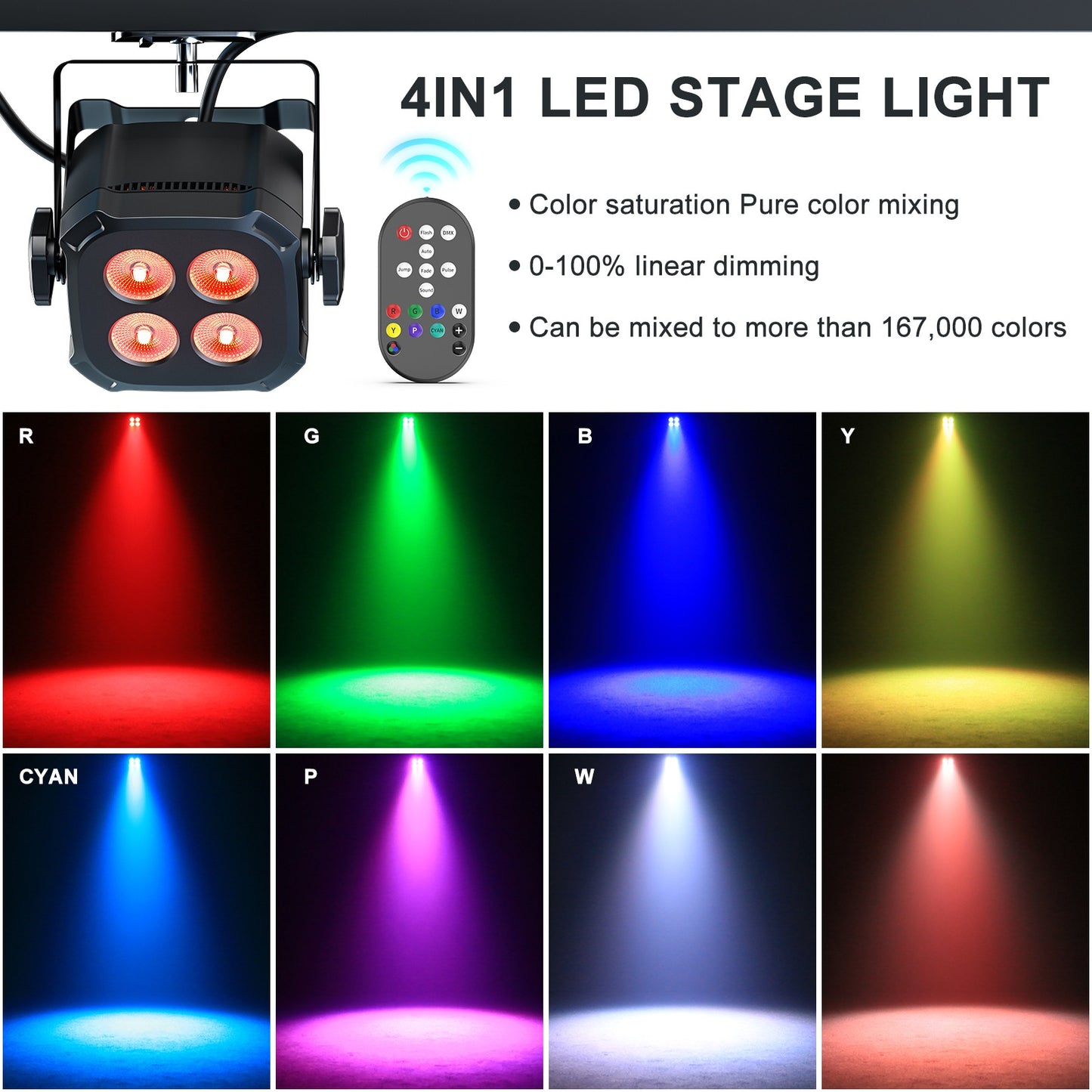 U'King 8Pcs/Set Square LED Par Lights 4X8W RGB LED Stage Light Remote&DMX Controlled DJ Light For Wedding Party Club Disco Event