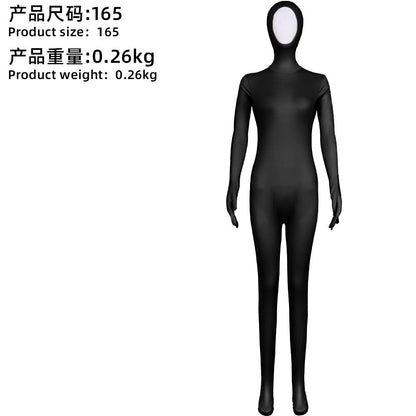 Open Split Orange Full Wrap Bodysuit Spandex Stretch Jumpsuit Adult Variety Show Halloween Cos and Body-fit Role Play Apparel