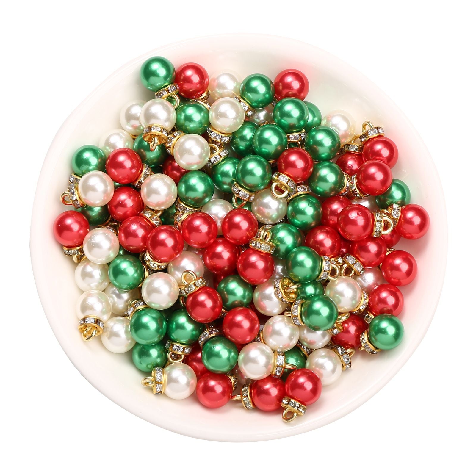 20pcs/set Shiny CCB Christmas Beads Pendant Classic Golden Rhinestone Spacer Beads For Earrings  Making Fashion Accessories