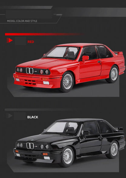1:24 1988 BMW E30 M3 IM Liga Escala Modelo Carro Diecast Miniatura de Metal Carro Som?Luz Coleção de Carros Clássicos Brinquedo Infantil Veículo