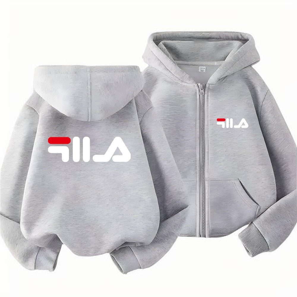 Children's Trendy Hoodie Zipper Style Coat Sweatshirt Boys Girls 3-12Yrs Gift Long Sleeve Top Casual Charming black Clothes