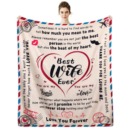 [SummerVibes] CLASSIC Wife Blanket Gifts for Wife on Mothers Day To My Wife Soft Throw Blanket Christmas Birthday Present for Wife From Husband Romantic Gifts for Her,All-Season Universal Blanket