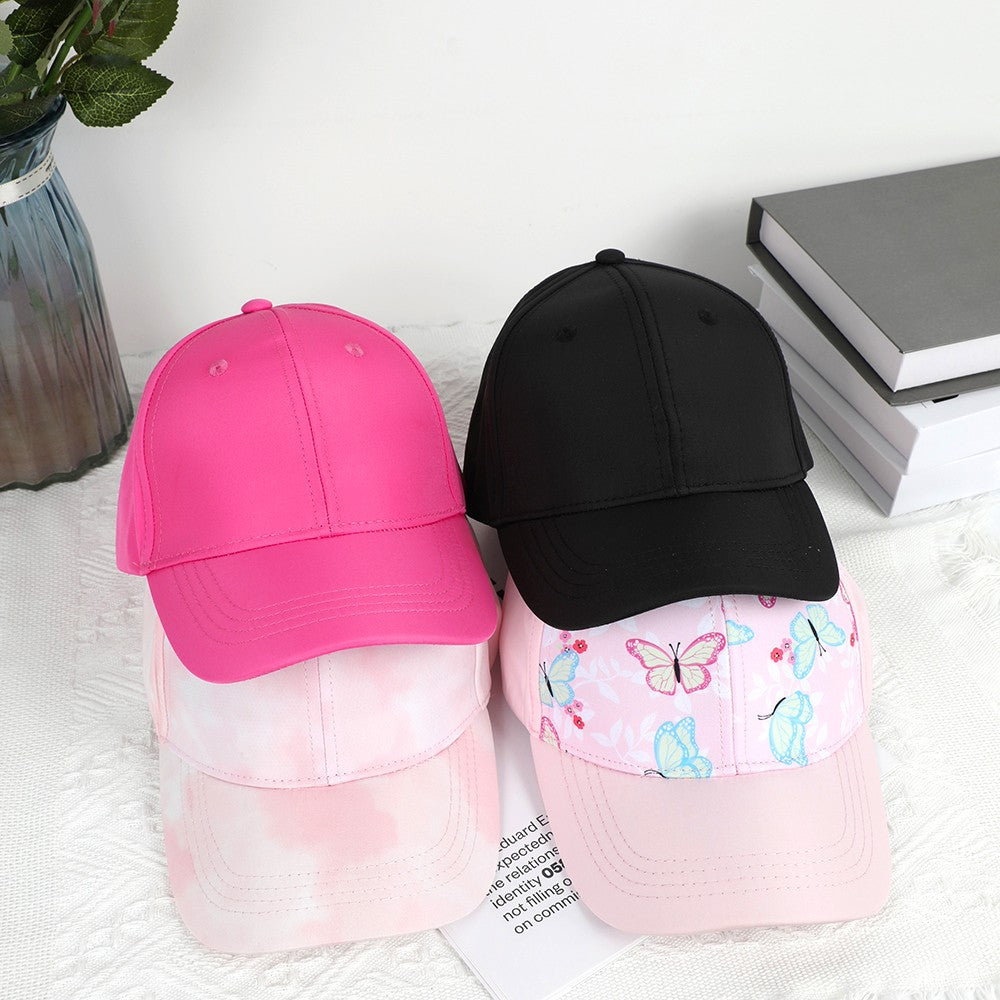 Fashion Kids Baseball Cap For Girls Boys Sun Hat Hollow Back Ponytail Caps Children Snapback Hip Hop Hats Adjustable Bones Caps