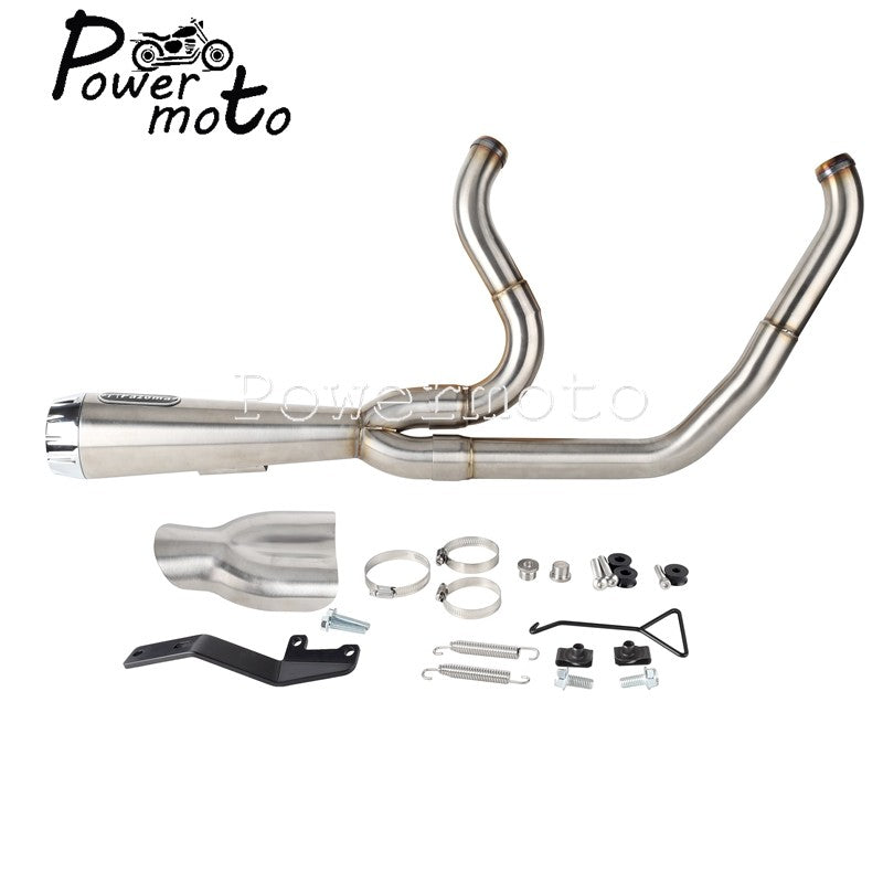 For Harley Softail Low Rider S ST EI Diablo Street Bob 2018-up 2-into-1 Motorcycle Complete Full System Exhaust Pipe Muffler
