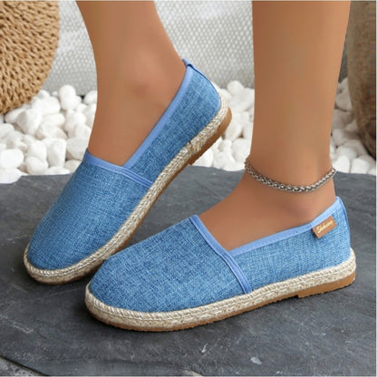Comfortable Canvas Flat Shoes Women Breathable Non-Slip Espadrille Shoes Woman 2024 Summer Solid Color Shallow Casual Flats