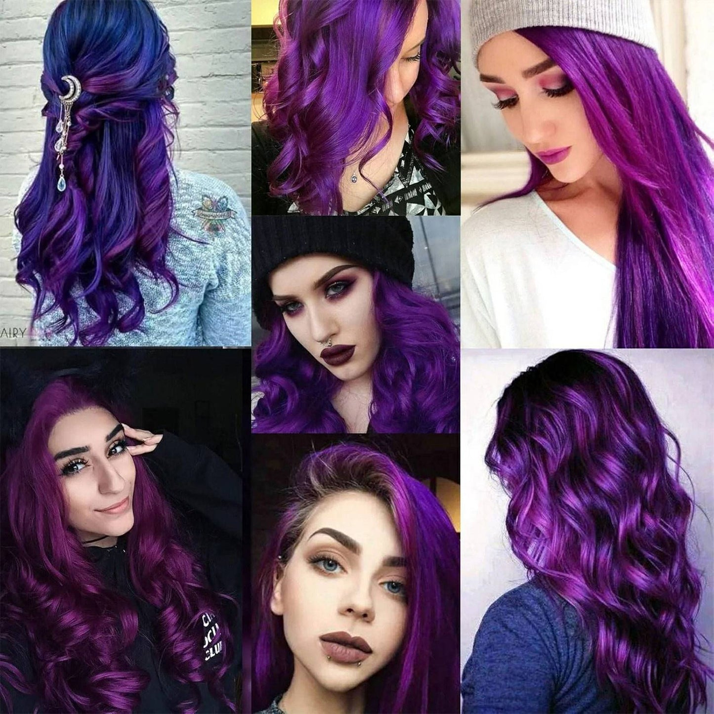 Clip in Hair Extensions Colored Party Highlights 22 inches 6pcs/pack Multi-colors Straight Hair Synthetic Hairpieces Royal Blue
