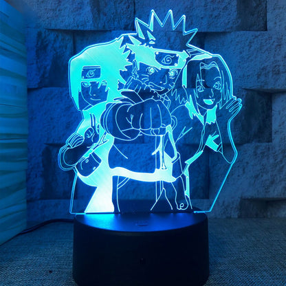 Anime Naruto Uzumaki LED Night Light Toys Akatsuki Kakashi Hatake Kid Bedroom Nightlight Itachi Uchiha 3D 7/16 colors Lamp Decor