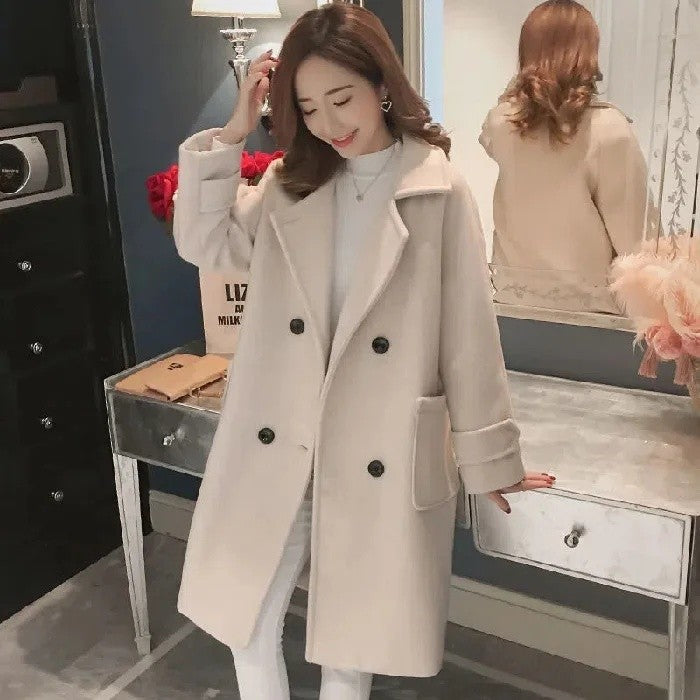 Fashionable Woolen Coat Women's Mid-Length Korean Style Hot Sale Of The Season New Spring Autumn Slimming Versatile Tweed Jacket