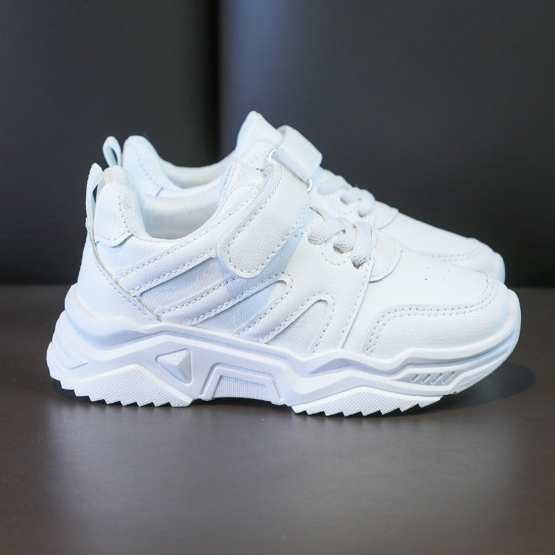 Spring Kids White Sneakers Leisure Chunky Concise Fashion Boys Girls Sport Shoes 26-37 Running All-match Children Trainers